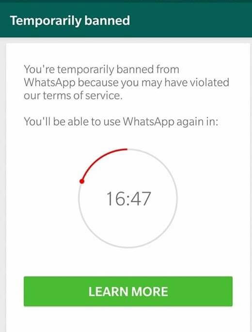 Ban from WhatsApp