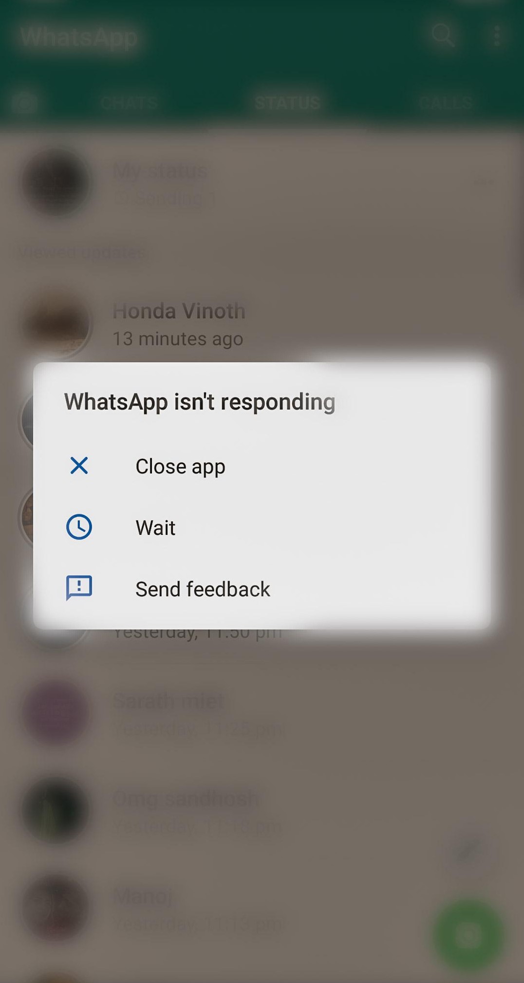 WhatsApp Crashed