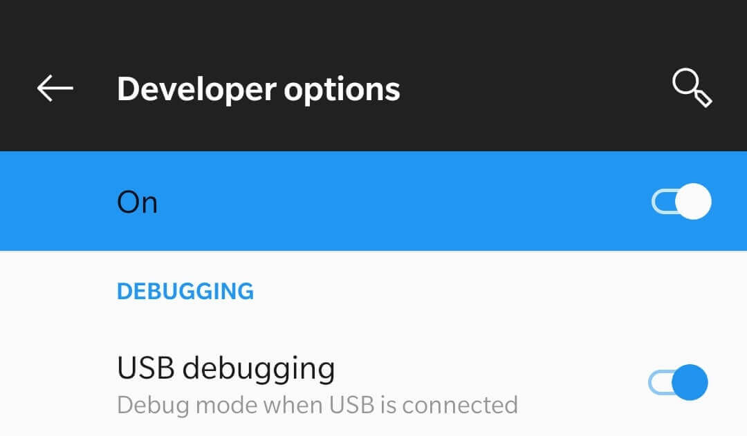 Enable USB Debugging