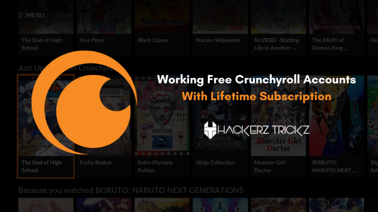 Working Free Crunchyroll Accounts With Lifetime Subscription