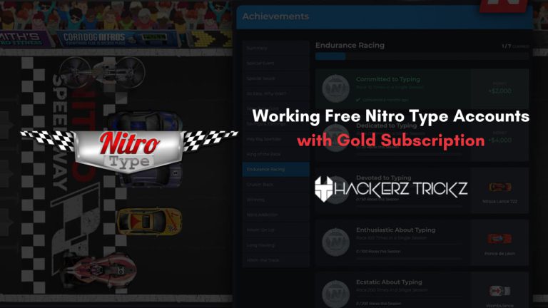 Working Free Nitro Type Accounts with Gold Subscription