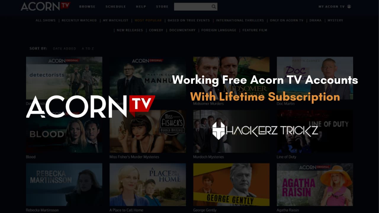 Working Free Acorn TV Accounts With Lifetime Subscription