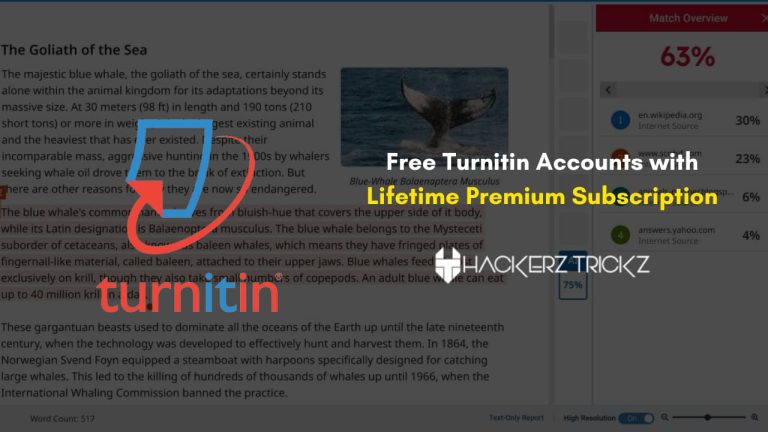 Free Turnitin Accounts with Lifetime Premium Subscription